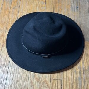 Pendleton Black 100% Wool Wide Brim Fedora Outback Hat AB196-71010 Medium